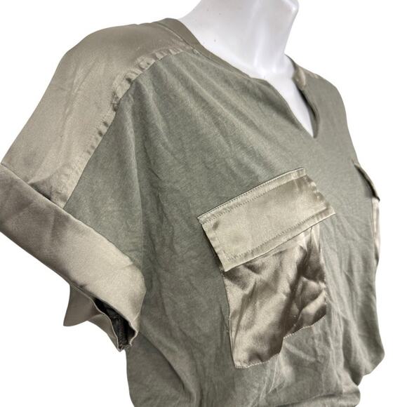 Easywear by Chicos Sage Green Blouson Cotton Blend Dolman Sleeve Dress sz 1 / M - Picture 4 of 16